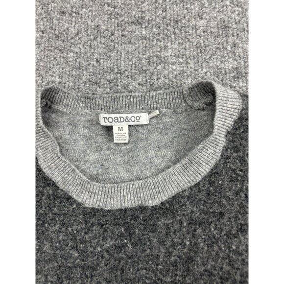 Toad & Co Trillium Crew 100% Lamb's Wool Sweater Women's M Gray Color Block - Picture 2 of 6